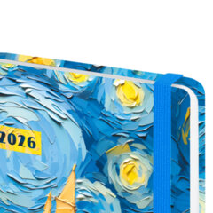 Ежедневник датированный 2026 с резинкой 145&times;203 мм, А5, BRAUBERG, твердый, &laquo;Живопись&raquo;, 117342