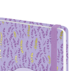 Ежедневник датированный 2026 с резинкой 145&times;203 мм, А5, BRAUBERG твердый, фольга, &laquo;Лаванда&raquo;, 117344