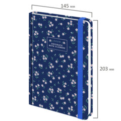 Ежедневник датированный 2026 с резинкой 145&times;203 мм, А5, BRAUBERG, твердый, фольга, &laquo;Ромашки&raquo;, 117346