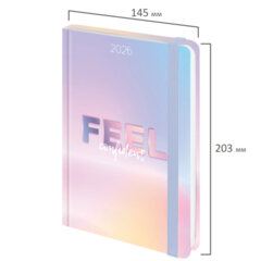 Ежедневник датированный 2026 с резинкой 145&times;203 мм, А5, BRAUBERG, твердый, &laquo;Нежность&raquo;, 117347