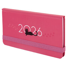 Еженедельник датированный 2026 с резинкой 171&times;93 мм, BRAUBERG, твердый, УФ-ЛАК, 64 л., &laquo;Кот&raquo;, 117349