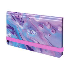 Еженедельник датированный 2026 с резинкой 171&times;93 мм, BRAUBERG, твердый, УФ-ЛАК, 64 л., &laquo;Мрамор&raquo;, 117352