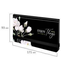 Еженедельник датированный 2026 с резинкой 171&times;93 мм, BRAUBERG, твердый, УФ-ЛАК, 64 л., &laquo;Розы&raquo;, 117353