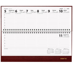 Планинг датированный 2026 300&times;130 мм, STAFF, гребень, обложка бумвинил, 64 л., бордовый, 117359
