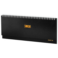 Планинг датированный 2026 300&times;130 мм, STAFF, гребень, обложка бумвинил, 64 л., черный, 117360