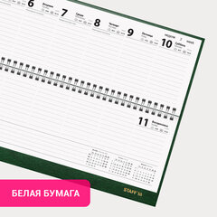 Планинг датированный 2026 300&times;130 мм, STAFF, гребень, обложка бумвинил, 64 л., зеленый, 117361