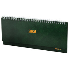 Планинг датированный 2026 300&times;130 мм, STAFF, гребень, обложка бумвинил, 64 л., зеленый, 117361