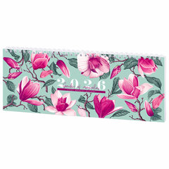 Планинг датированный 2026 285&times;112 мм, STAFF, гребень, картонная обложка, 64 л., &laquo;Сад магнолий&raquo;, 117365