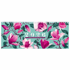 Планинг датированный 2026 285&times;112 мм, STAFF, гребень, картонная обложка, 64 л., &laquo;Сад магнолий&raquo;, 117365