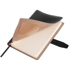 Ежедневник датированный 2026, А5, 143&times;218 мм, BRAUBERG &laquo;Journal&raquo;, под кожу, застежка, держатель для ручки, органайзер, черный, 117382