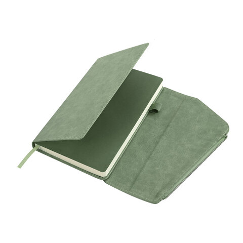 Ежедневник датированный 2026, А5, 145х213 мм, BRAUBERG "Jacket", под кожу, клапан, держатель, зеленый, 117402