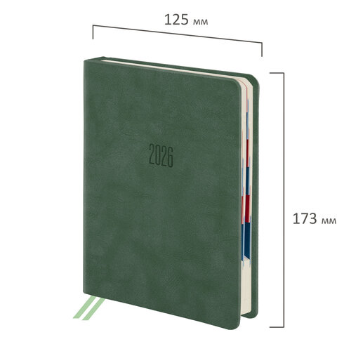 Ежедневник датированный 2026 B6 125х173мм GALANT Vivid, под кожу, зеленый, 117409