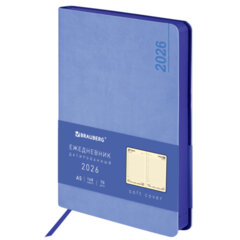 Ежедневник датированный 2026 А5 138&times;213 мм, BRAUBERG &laquo;Metropolis Mix&raquo;, под кожу, гибкий, голубой, 117444