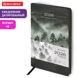 Ежедневник датированный 2026 А5 138x213 мм, BRAUBERG "Vista", под кожу, гибкий, "Mist", 117450