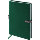 Ежедневник датированный 2026 А5 138x213 мм, BRAUBERG "Inspiration", под кожу, цветной срез, темно-зеленый, 117477