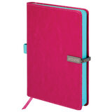 Ежедневник датированный 2026 А5 138x213 мм, BRAUBERG "Inspiration", под кожу, цветной срез, розовый, 117478