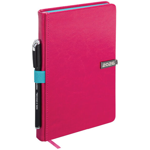 Ежедневник датированный 2026 А5 138x213 мм, BRAUBERG "Inspiration", под кожу, цветной срез, розовый, 117478 - фото 3