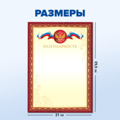Грамота &laquo;Благодарность&raquo; А4 20 шт., ДЭК, мелованный картон, красная рамка с золотом, BRAUBERG, 117542