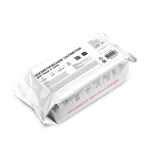 Салфетки косметические для лица и тела безворсовые 80 шт., 20х20 см, диспенсер, LAIMA, 117545 - фото 2