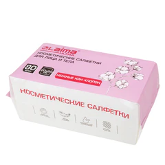 Салфетки косметические для лица и тела безворсовые СУХИЕ, 80 шт., 20&times;20 см, диспенсер, LAIMA, 117545