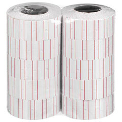 Этикет-лента 21&times;12 мм, прямоугольная, белая с красной полосой, КОМПЛЕКТ 10 рулонов по 1000 этикеток