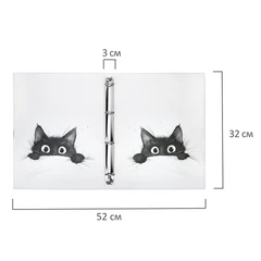 Папка-портфолио универсальная, 4 кольца, 20 файлов, 7БЦ матовая, BRAUBERG "Cat", 107557