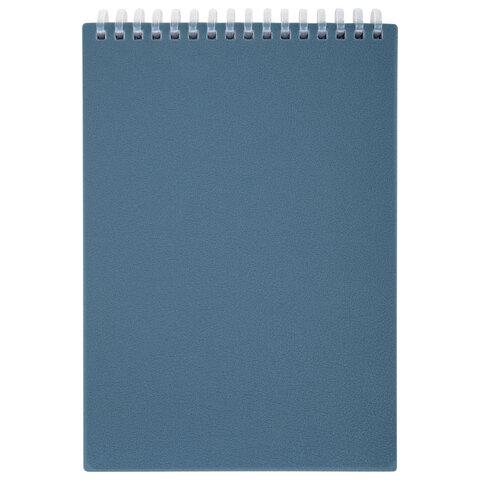 Блокнот А5 80л, BRAUBERG, силиконовый гребень, обложка пластик, клетка, синий, 117561