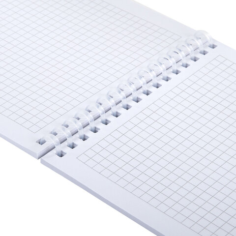 Блокнот А5 80л, BRAUBERG, силиконовый гребень, обложка пластик, клетка, синий, 117561