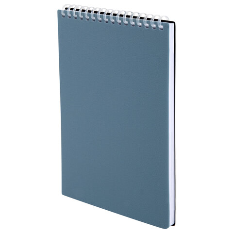 Блокнот А5 80л, BRAUBERG, силиконовый гребень, обложка пластик, клетка, синий, 117561