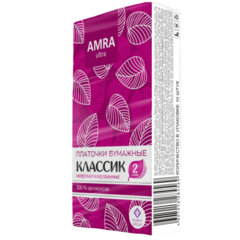 Платочки бумажные носовые AMRA 2-х слойные, СПАЙКА 10 пачек по 10 шт., 20&times;20 см