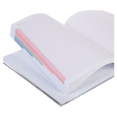 Блокнот А5 167&times;216 мм, 80 л., твёрдый, бумвинил &laquo;METALLIC&raquo;, клетка, блок 5 цв., HATBER, серебро, 084777