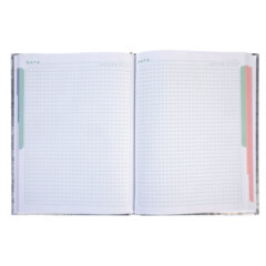 Блокнот А5 167&times;216 мм, 80 л., твёрдый, бумвинил &laquo;METALLIC&raquo;, клетка, блок 5 цв., HATBER, серебро, 084777