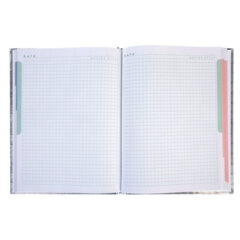 Блокнот А5 167&times;216 мм, 80 л., твёрдый, бумвинил &laquo;METALLIC&raquo;, клетка, блок 5 цв., HATBER, черный, 084779