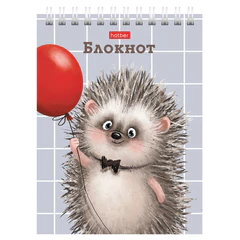 Блокнот МАЛЫЙ ФОРМАТ А6, 40 л., гребень, картон, клетка, HATBER, &laquo;Хорошо быть ёжиком&raquo;, 080472