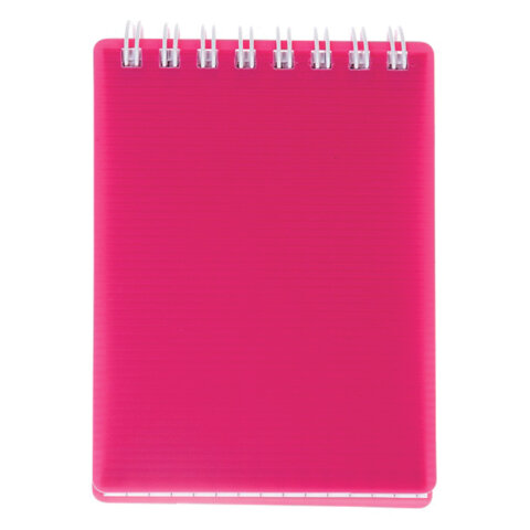 Блокнот МАЛЫЙ ФОРМАТ А7, 80 л., гребень, обложка пластик, клетка, HATBER, "LINE NEON", розовый, 081520, 80Б7В1гр_03033