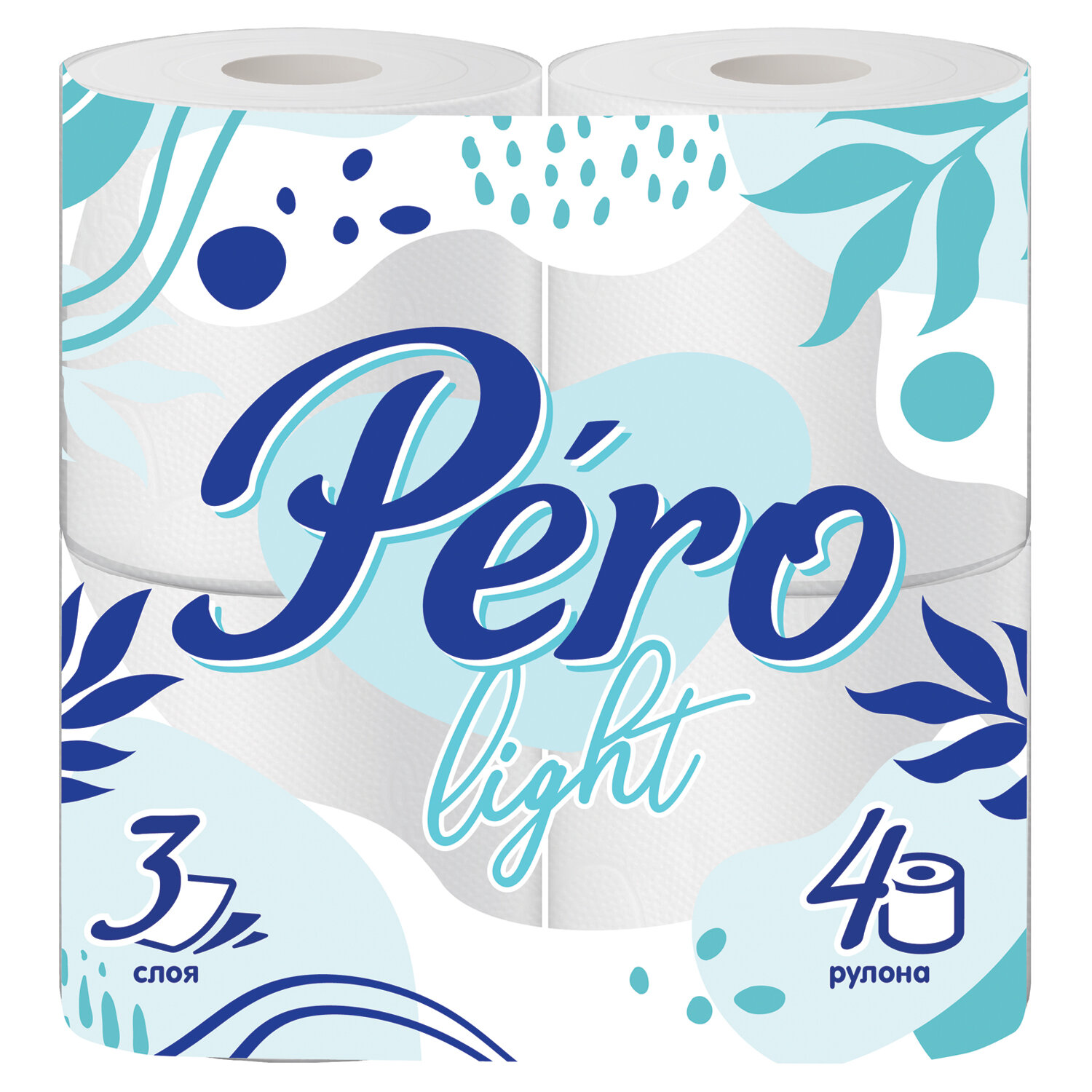 Бумага туалетная 3-х слойная, 4 рулона (4х14 м), PERO "Light"