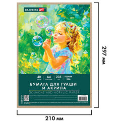 Бумага для гуаши и акрила А4 40 л., 235 г/<wbr/>м<sup>2</sup>, в коробке, BRAUBERG ART CLASSIC, &laquo;Мечта&raquo;, 117733