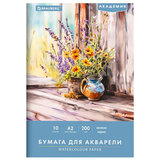 Папка для акварели БОЛЬШАЯ А2, 10 л., 200 г/м<sup>2</sup>, 400х590 мм, BRAUBERG АКАДЕМИЯ, "Полевые цветы", 117739