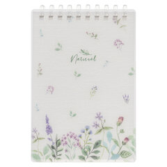 Блокнот МАЛЫЙ ФОРМАТ А6 80 л., мягкий гребень, пластик, фольга, клетка, HATBER, NATURAL FLOWERS, 090108