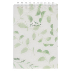 Блокнот МАЛЫЙ ФОРМАТ А6 80 л., мягкий гребень, пластик, фольга, клетка, HATBER, NATURAL LEAVES, 090242