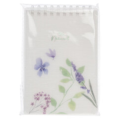 Блокнот МАЛЫЙ ФОРМАТ А6 80 л., мягкий гребень, пластик, фольга, клетка, HATBER, BLUE FLOWERS, 090245