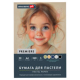 Бумага для пастели АБРАЗИВНАЯ А4 в папке, 20 листов, 5 цветов, 240 г/м<sup>2</sup>, BRAUBERG ART, 117763