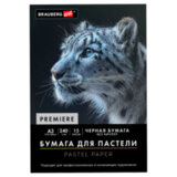 Бумага для пастели АБРАЗИВНАЯ А3 в папке, 15 листов, ЧЕРНАЯ, 240 г/м<sup>2</sup>, BRAUBERG ART, 117766