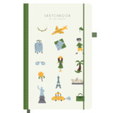 Скетчбук, слоновая кость 140 г/м<sup>2</sup>, 130х210 мм, 80 л., софт-тач, резинка, BRAUBERG ART CLASSIC, "Traveler", 117775