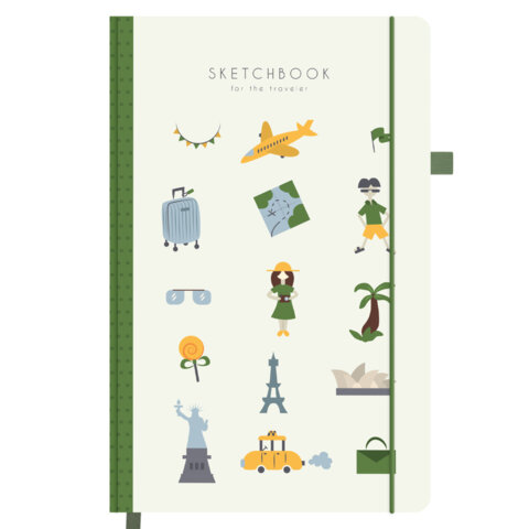 Скетчбук, слоновая кость 140 г/м2, 130х210 мм, 80 л., софт-тач, резинка, BRAUBERG ART CLASSIC, "Traveler", 117775