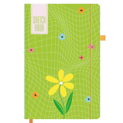 Скетчбук, белая бумага 140 г/м2, 130х210 мм, 80 л., софт-тач, резинка, BRAUBERG ART CLASSIC, "Green mood", 117778