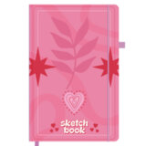 Скетчбук, белая бумага 140 г/м<sup>2</sup>, 130х210 мм, 80 л., софт-тач, резинка, BRAUBERG ART CLASSIC, "Pink mood", 117779