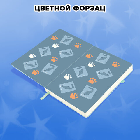 Скетчбук, слоновая кость 140 г/м2, 130х210 мм, 80 л., софт-тач, резинка, наклейки, FUNSTER (ФАНСТЕР), "Котик", 117783 - фото 8