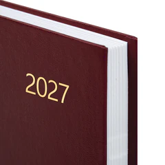 Ежедневник датированный 2027 145&times;215 мм, А5, STAFF, обложка бумвинил, бордовый, 117814