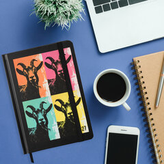 Ежедневник датированный 2027 с резинкой, 145&times;203 мм, А5, BRAUBERG, твердый, &laquo;Funny goat&raquo;, 117821